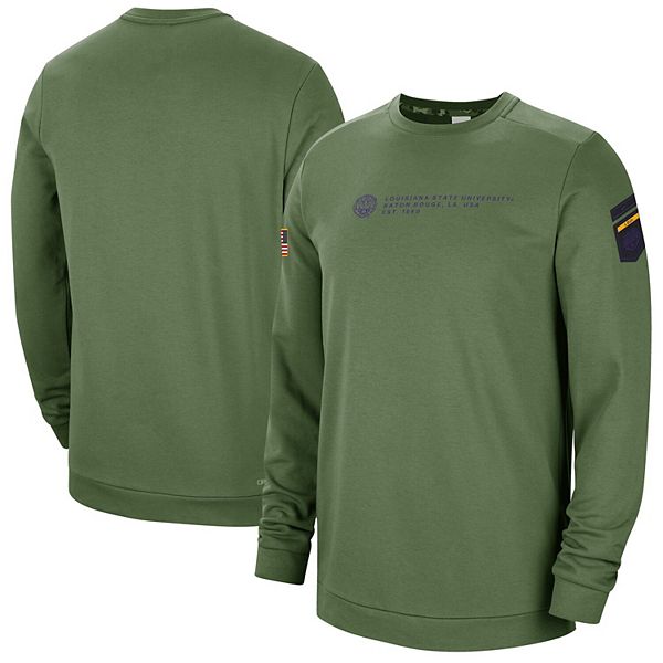 Men's Nike Olive LSU Tigers Military Pullover Sweatshirt