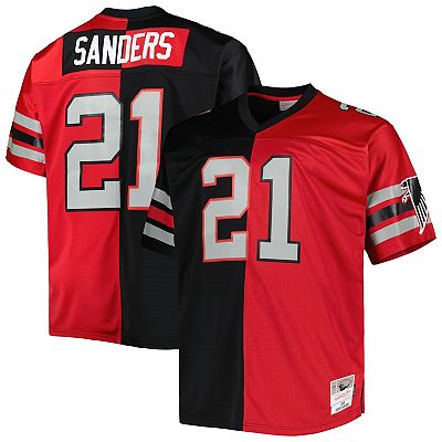 Men s Mitchell Ness Deion Sanders Black Red Atlanta Falcons Big Tall Split Legacy Retired