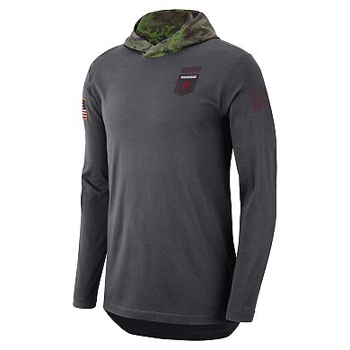 Men's Nike Anthracite Arkansas Razorbacks Military Long Sleeve Hoodie T-Shirt