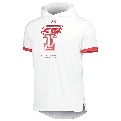 Men's Under Armour White Texas Tech Red Raiders On-Court Raglan Hoodie T-Shirt