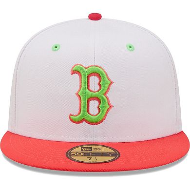 Men's New Era White/Coral Boston Red Sox 2004 World Series Strawberry Lolli 59FIFTY Fitted Hat