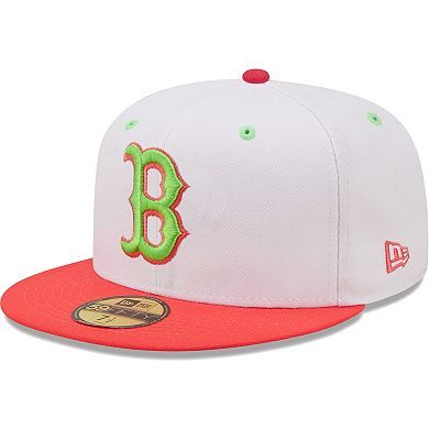 Men's New Era White/Coral Boston Red Sox 2004 World Series Strawberry Lolli 59FIFTY Fitted Hat