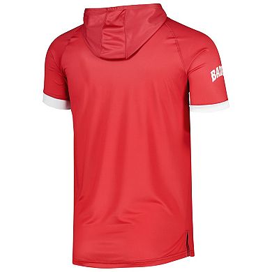 Men's Under Armour Red Wisconsin Badgers On-Court Raglan Hoodie T-Shirt