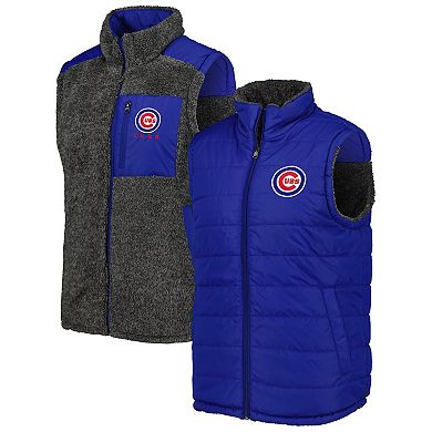 Men's G-III Sports by Carl Banks Royal/Charcoal Chicago Cubs Power Hitter Reversible Full-Zip Vest