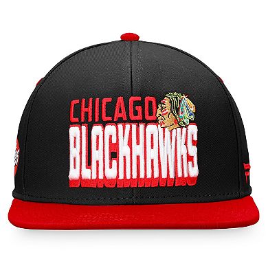Men's Fanatics Branded Black/Red Chicago Blackhawks Heritage Retro Two-Tone Snapback Hat