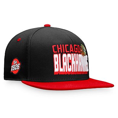 Men's Fanatics Branded Black/Red Chicago Blackhawks Heritage Retro Two-Tone Snapback Hat