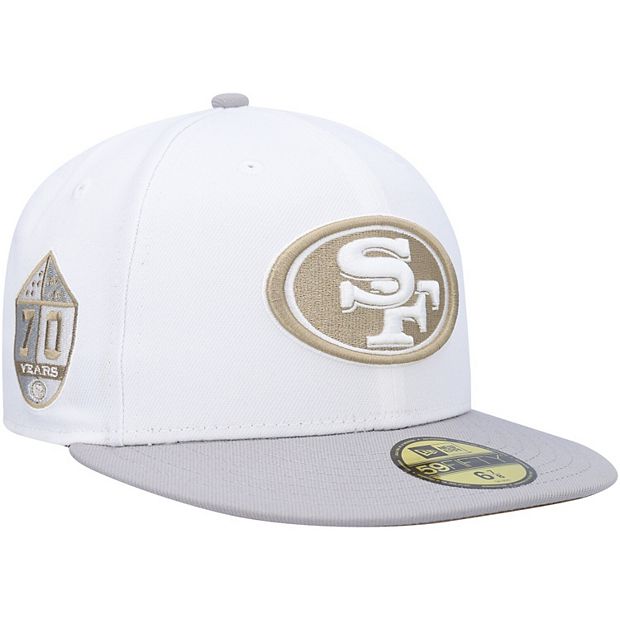 Men's New Era White/Gray San Francisco 49ers 70th Anniversary Gold  Undervisor 59FIFTY Fitted Hat