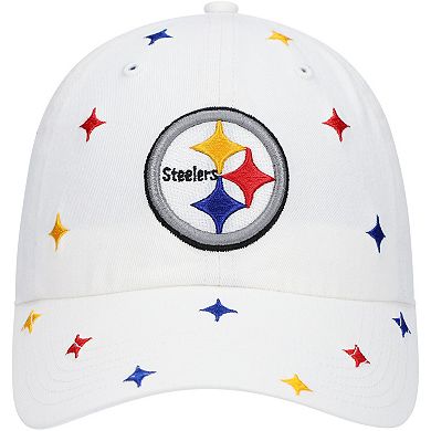 Women's '47 White Pittsburgh Steelers Multi Confetti Clean Up Adjustable Hat