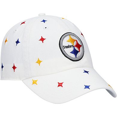 Women's '47 White Pittsburgh Steelers Multi Confetti Clean Up Adjustable Hat