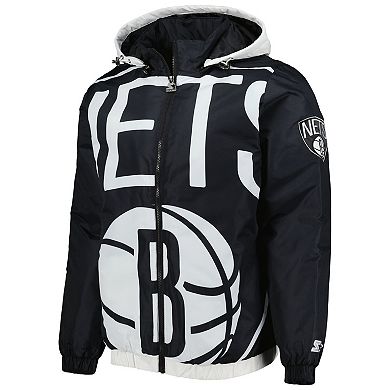 Men's Starter Black Brooklyn Nets The Triple Double Full-Zip Hoodie Jacket