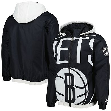 Men's Starter Black Brooklyn Nets The Triple Double Full-Zip Hoodie Jacket