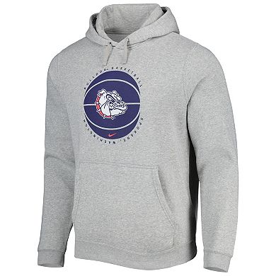 Men's Nike Heather Gray Gonzaga Bulldogs Basketball Pullover Hoodie