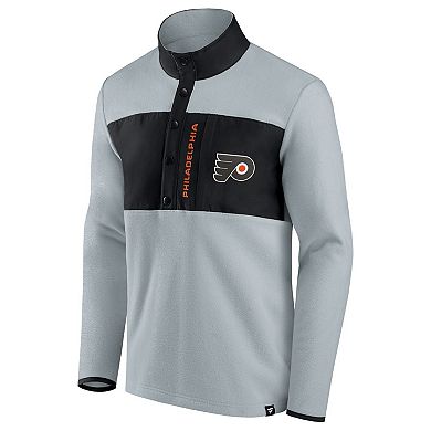 Men's Fanatics Branded Gray/Black Philadelphia Flyers Omni Polar Fleece Quarter-Snap Jacket