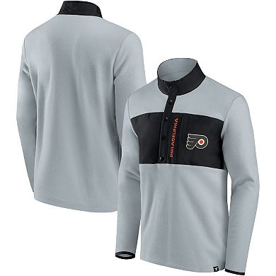 Men's Fanatics Branded Gray/Black Philadelphia Flyers Omni Polar Fleece Quarter-Snap Jacket