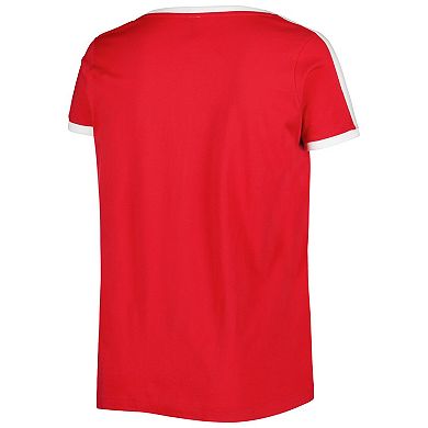 Women's Soft as a Grape Red Washington Nationals Plus Size V-Neck T-Shirt