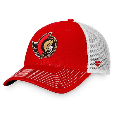 Men's Fanatics Branded Red/White Ottawa Senators Core Primary Trucker Snapback Hat