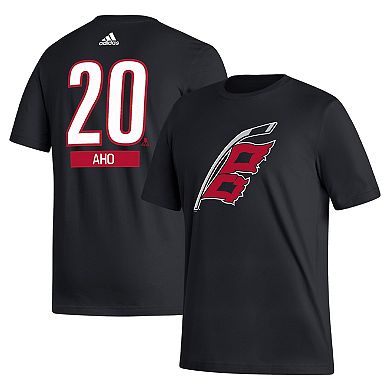 Men's adidas Sebastian Aho Black Carolina Hurricanes Fresh Name & Number T-Shirt