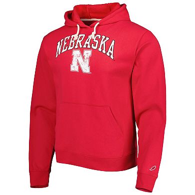 Men's League Collegiate Wear Red Nebraska Huskers Arch Essential Fleece Pullover Hoodie