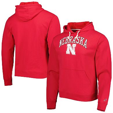 Men's League Collegiate Wear Red Nebraska Huskers Arch Essential Fleece Pullover Hoodie