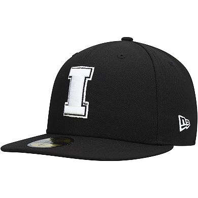 Men's New Era Iowa Hawkeyes Black & White 59FIFTY Fitted Hat