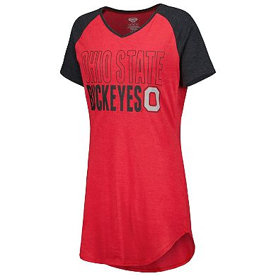 Women's Concepts Sport Scarlet/Black Ohio State Buckeyes Raglan V-Neck Nightshirt