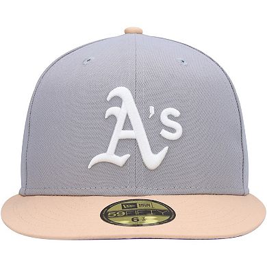 Men's New Era Gray/Peach Oakland Athletics 1987 MLB All-Star Game Purple Undervisor 59FIFTY Fitted Hat