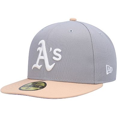 Men's New Era Gray/Peach Oakland Athletics 1987 MLB All-Star Game Purple Undervisor 59FIFTY Fitted Hat