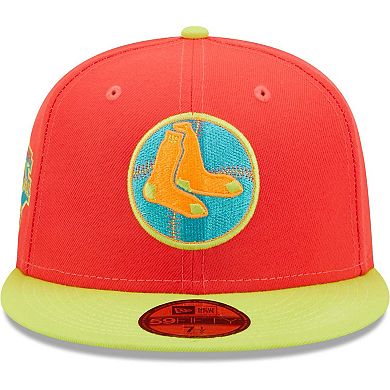 Men's New Era Red/Neon Green Boston Red Sox Lava Highlighter Combo 59FIFTY Fitted Hat