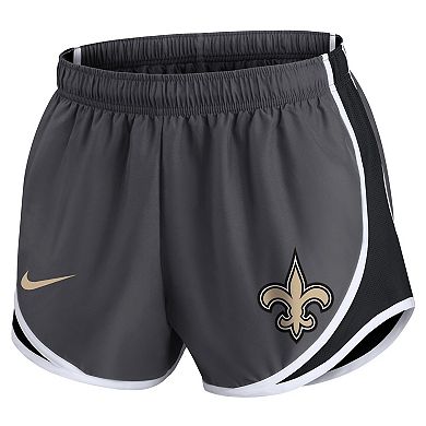 Women's Nike Charcoal New Orleans Saints Logo Performance Tempo Shorts