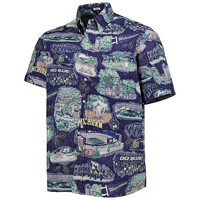 Men's Reyn Spooner Navy Michigan Wolverines Scenic Button-Down Shirt