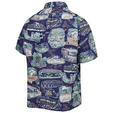 Men's Reyn Spooner Navy Michigan Wolverines Scenic Button-Down Shirt