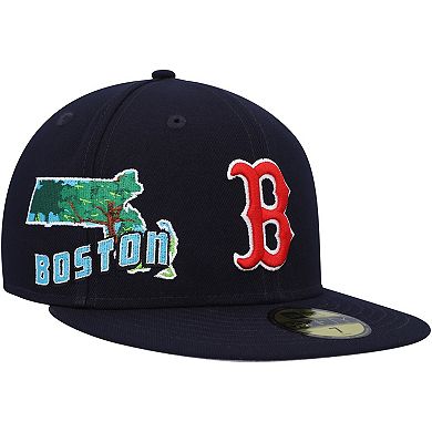 Men's New Era Navy Boston Red Sox Stateview 59FIFTY Fitted Hat