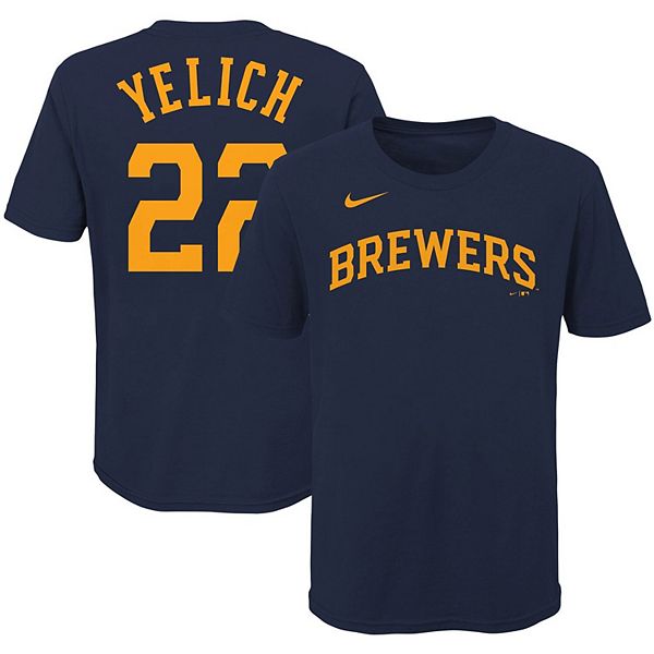 Nike Youth Milwaukee Brewers Christian Yelich #22 Navy T-Shirt