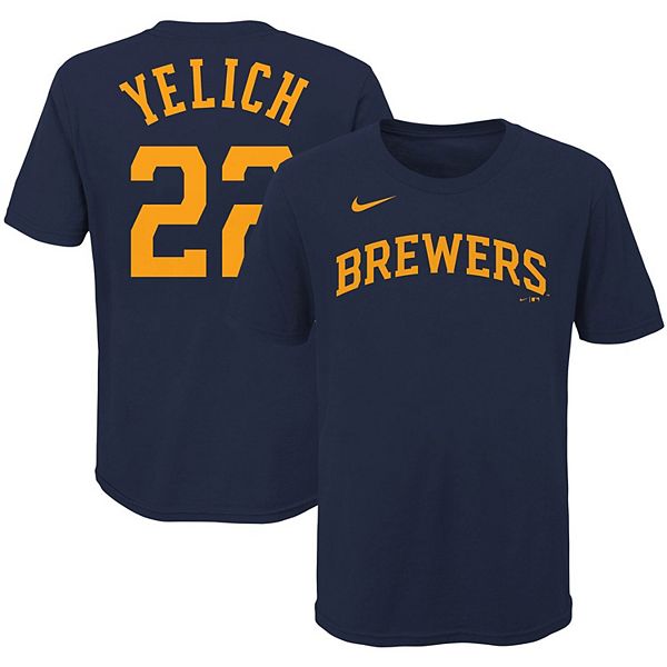 Youth Nike Christian Yelich Navy Milwaukee Brewers Player Name & Number T- Shirt