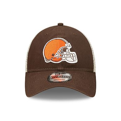 Men's New Era Brown/Natural Cleveland Browns Loyal 9TWENTY Trucker Snapback Hat