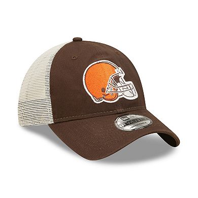 Men's New Era Brown/Natural Cleveland Browns Loyal 9TWENTY Trucker Snapback Hat