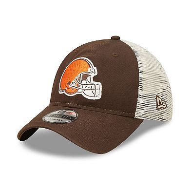 Men's New Era Brown/Natural Cleveland Browns Loyal 9TWENTY Trucker Snapback Hat