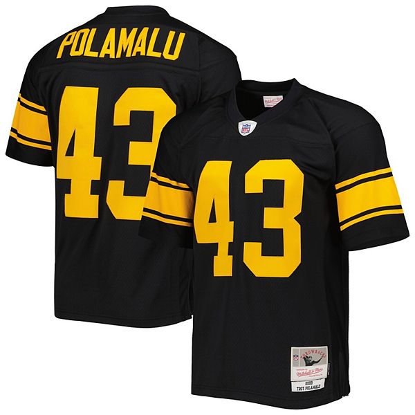 Men's Mitchell & Ness Troy Polamalu Black Pittsburgh Steelers Alternate  2008 Legacy Replica Jersey