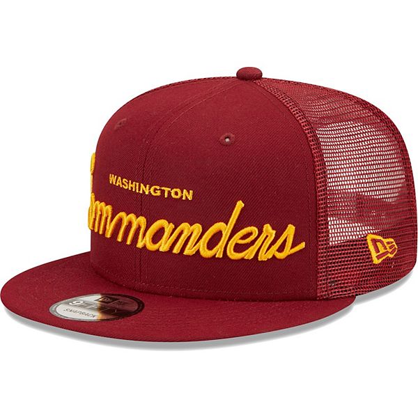 Men's New Era Burgundy Washington Commanders Script 9FIFTY Trucker ...