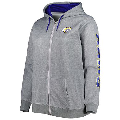 Women's Heather Charcoal Los Angeles Rams Plus Size Fleece Full-Zip Hoodie Jacket