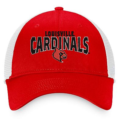 Men's Top of the World Red/White Louisville Cardinals Breakout Trucker Snapback Hat