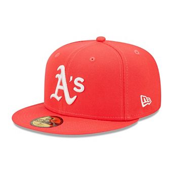 Men's New Era Red Oakland Athletics Lava Highlighter Logo 59FIFTY Fitted Hat