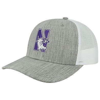 Men's Heather Gray/White Northwestern Wildcats The Champ Trucker Snapback Hat