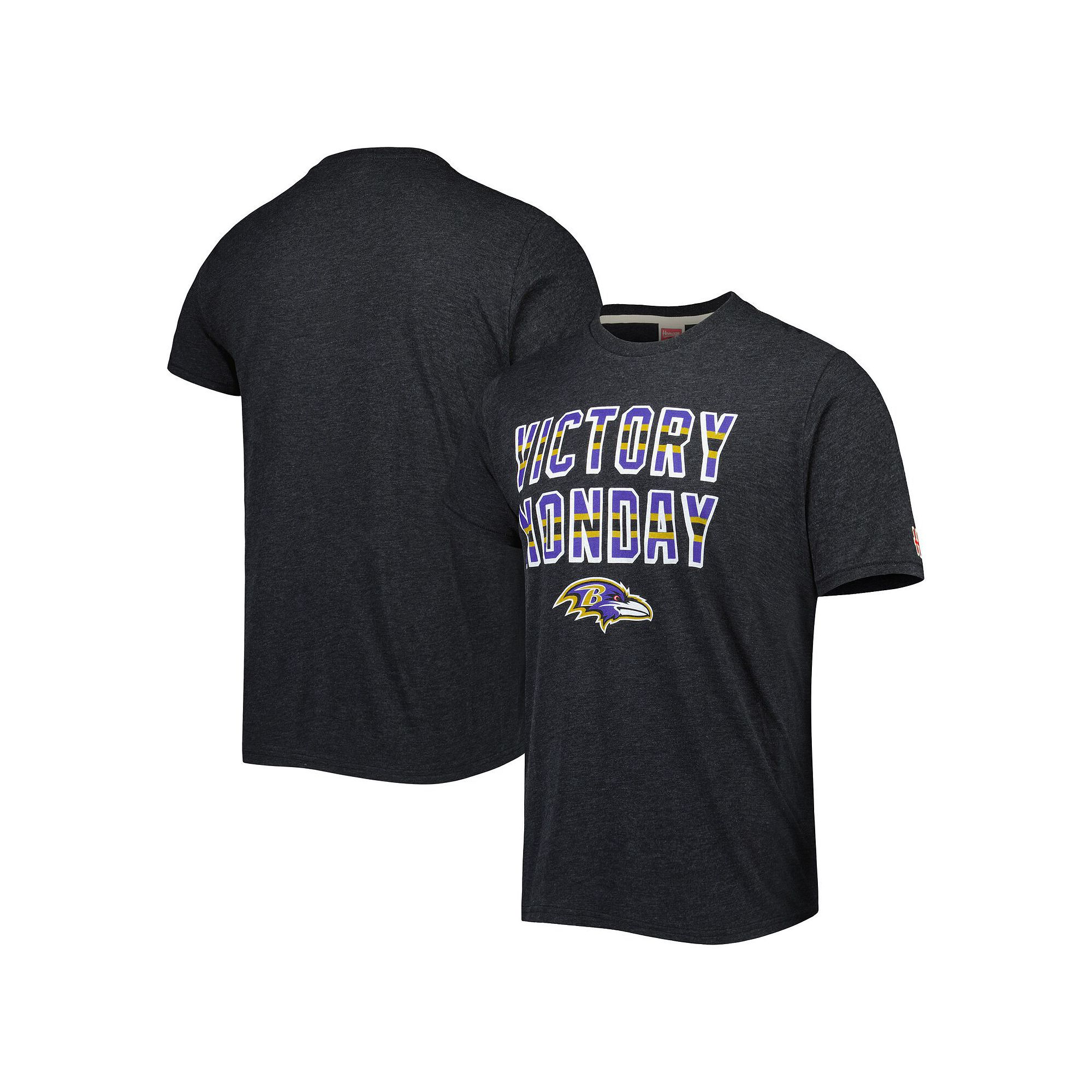 Mens Homage Charcoal Baltimore Ravens Victory Monday Tri-Blend T-Shirt, Si