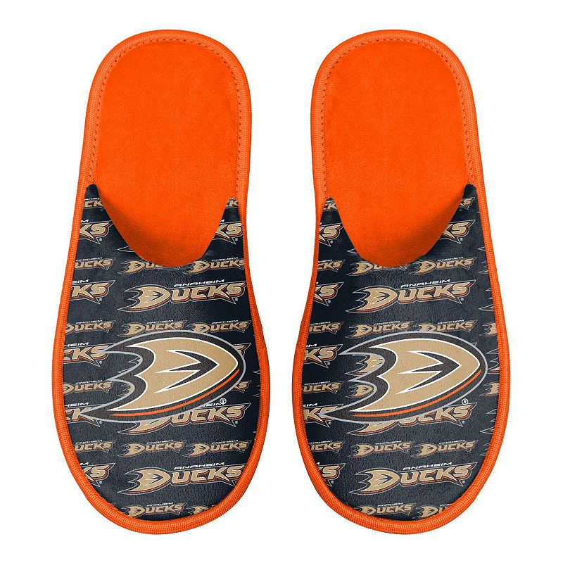 Mens FOCO Anaheim Ducks Scuff Logo Slide Slippers, Size: Small, Orange