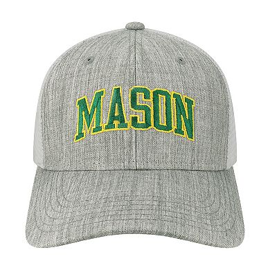 Men's Heather Gray/White George Mason Patriots Arch Trucker Snapback Hat