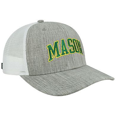 Men's Heather Gray/White George Mason Patriots Arch Trucker Snapback Hat
