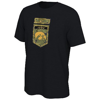 Men's Nike Black Iowa Hawkeyes Veterans Camo T-Shirt