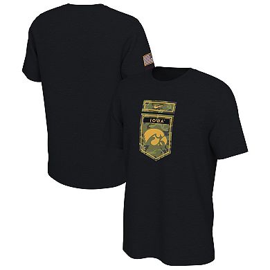 Men's Nike Black Iowa Hawkeyes Veterans Camo T-Shirt