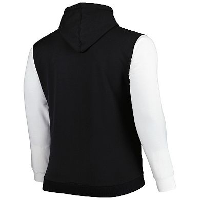 Men's Fanatics Branded Black/White Brooklyn Nets Big & Tall Bold Attack Pullover Hoodie